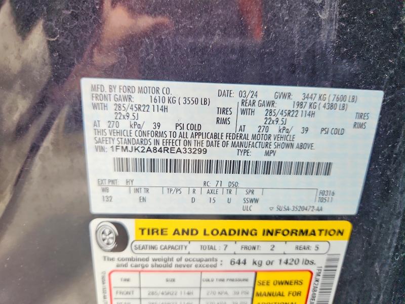 Aukcja sprzedaży 2024 Ford Expedition, vin: 1FMJK2A84REA33299, numer aukcji: 61882586