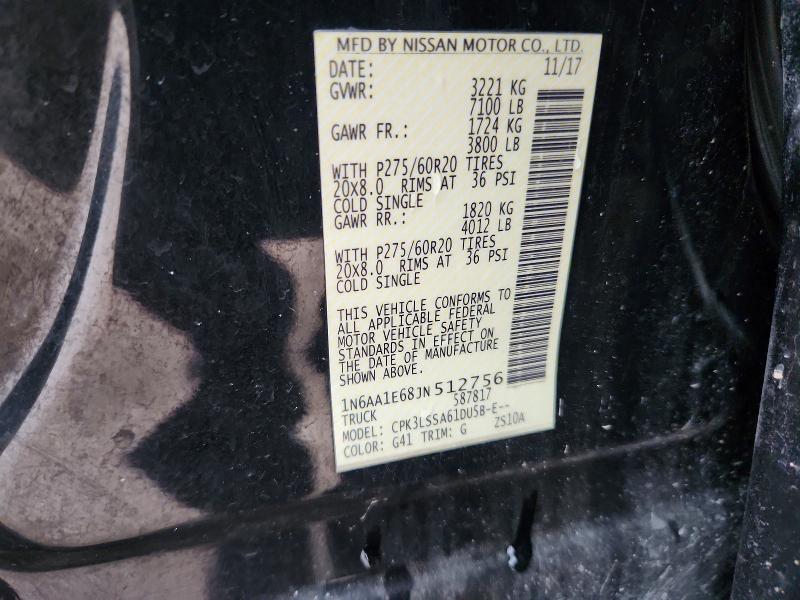 Продаж на аукціоні авто 2018 Nissan Titan, vin: 1N6AA1E68JN512756, номер лоту: 60754946