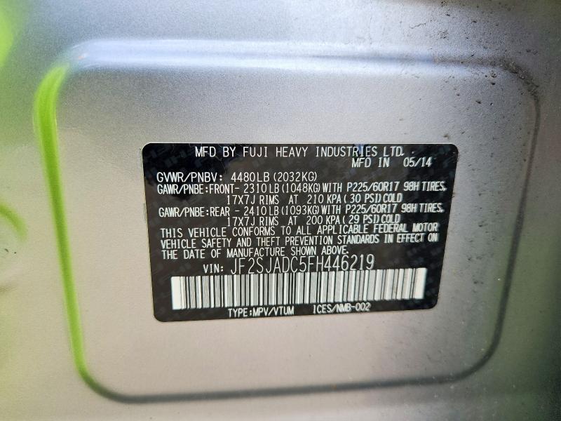 Продажа на аукционе авто 2015 Subaru Forester, vin: JF2SJADC5FH446219, номер лота: 63059156