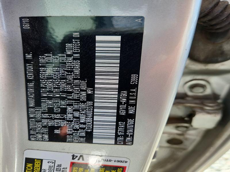 60319386 :رقم المزاد ، 4T3ZA3BB4AU032788 vin ، 2010 Toyota Venza مزاد بيع