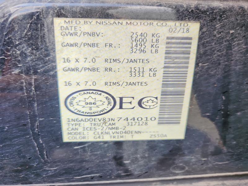 2018 Nissan Frontier მანქანა იყიდება აუქციონზე, vin: 1N6AD0EV8JN744010, აუქციონის ნომერი: 63105976