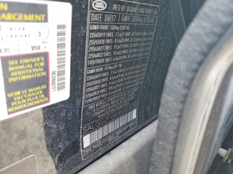 Aukcja sprzedaży 2017 Land Rover Range Rover, vin: SALGS2FV4HA359230, numer aukcji: 60527836