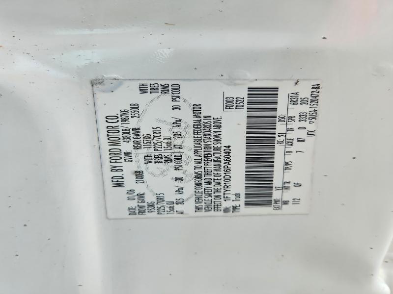2006 Ford Ranger მანქანა იყიდება აუქციონზე, vin: 1FTYR10D16PA60404, აუქციონის ნომერი: 62705536