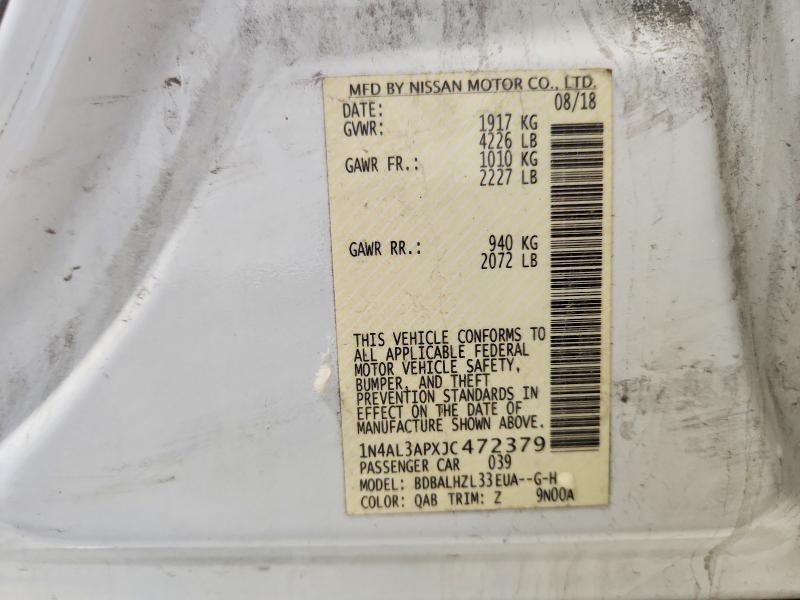 Продажа на аукционе авто 2018 Nissan Altima, vin: 1N4AL3APXJC472379, номер лота: 58785736