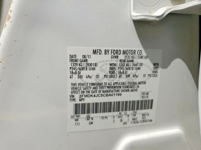 Продаж на аукціоні авто 2012 Ford Edge, vin: 2FMDK4JC5CBA01199, номер лоту: 59679386