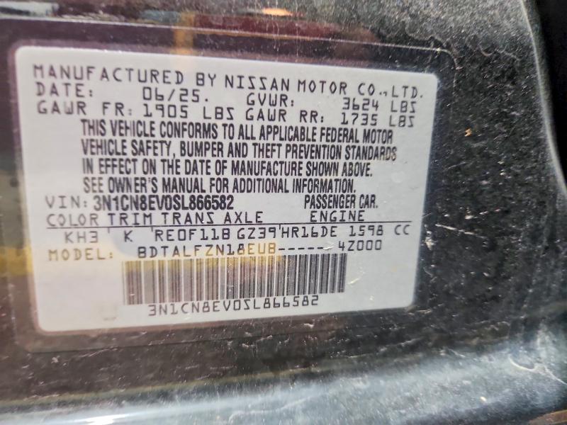 Aukcja sprzedaży 2025 Nissan Versa, vin: 3N1CN8EV0SL866582, numer aukcji: 61070486