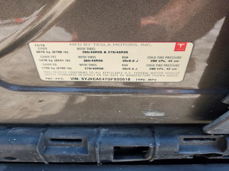 Продажа на аукционе авто 2016 Tesla Model X, vin: 5YJXCAE47GFS00618, номер лота: 62659756
