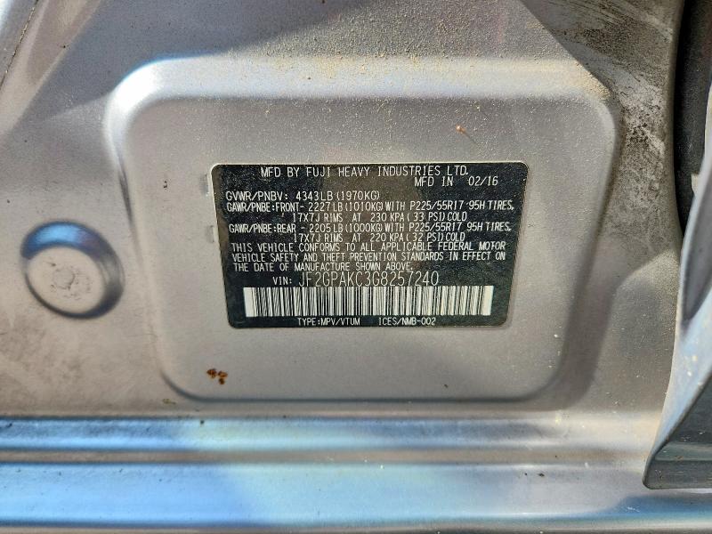 Aukcja sprzedaży 2016 Subaru Crosstrek, vin: JF2GPAKC3G8257240, numer aukcji: 60710646