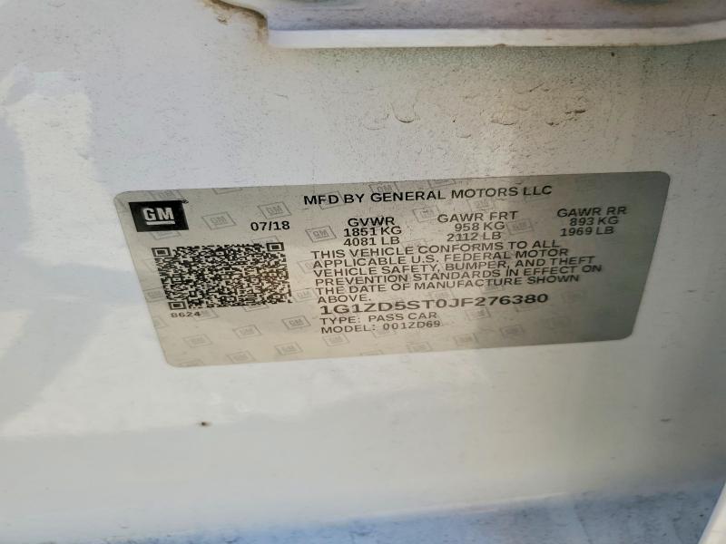 2018 Chevrolet Malibu მანქანა იყიდება აუქციონზე, vin: 1G1ZD5ST0JF276380, აუქციონის ნომერი: 61957386