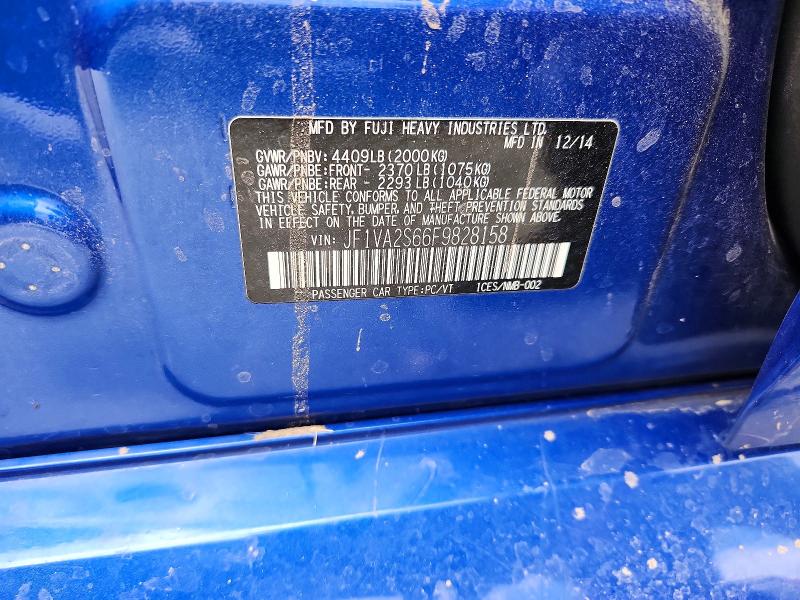 Aukcja sprzedaży 2015 Subaru Wrx, vin: JF1VA2S66F9828158, numer aukcji: 62844286