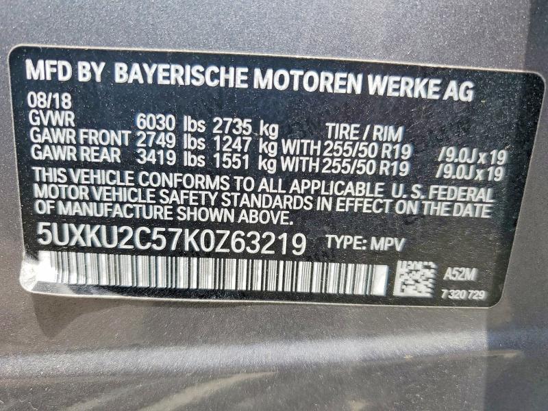 Продаж на аукціоні авто 2019 Bmw X6, vin: 5UXKU2C57K0Z63219, номер лоту: 60579186