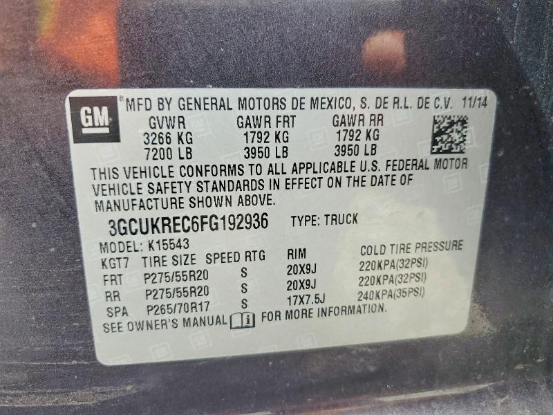 Aukcja sprzedaży 2015 Chevrolet Silverado, vin: 3GCUKREC6FG192936, numer aukcji: 60607806