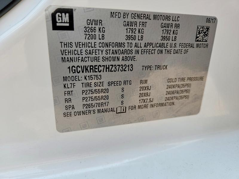 Продаж на аукціоні авто 2017 Chevrolet Silverado, vin: 1GCVKREC7HZ373213, номер лоту: 61387506