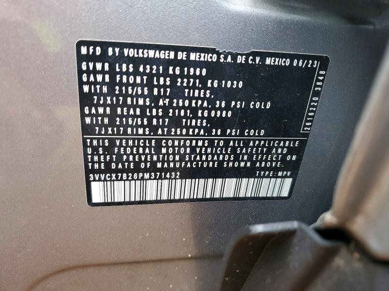 Aukcja sprzedaży 2023 Volkswagen Taos, vin: 3VVCX7B26PM371432, numer aukcji: 60496886