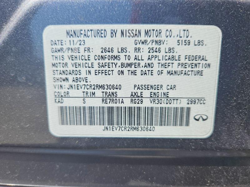 58987946 :رقم المزاد ، JN1EV7CR2RM630640 vin ، 2024 Infiniti Q50 مزاد بيع