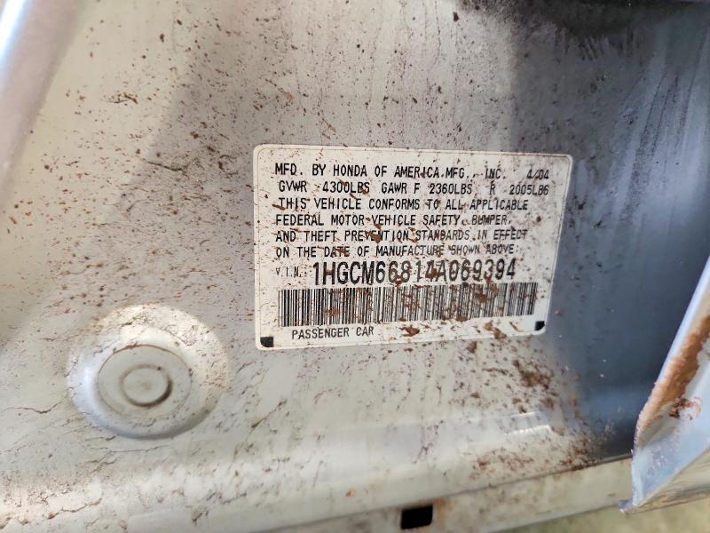 59837976 :رقم المزاد ، 1HGCM66814A069394 vin ، 2004 Honda Accord مزاد بيع