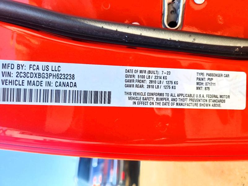 Aukcja sprzedaży 2023 Dodge Charger, vin: 2C3CDXBG3PH623238, numer aukcji: 57950546