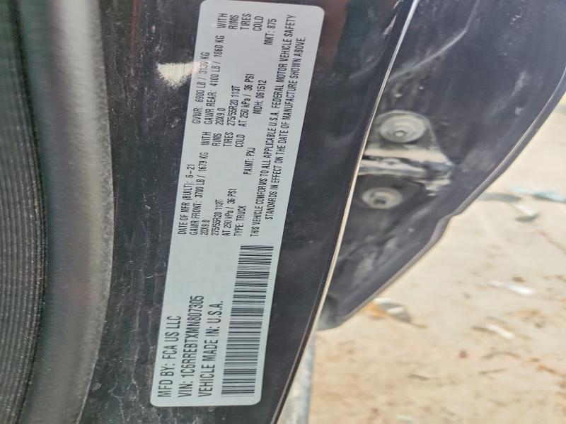 61286556 :رقم المزاد ، 1C6RREBTXMN807305 vin ، 2021 Ram 1500 مزاد بيع