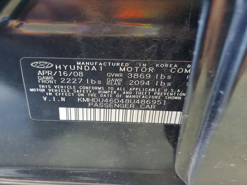 Продажа на аукционе авто 2008 Hyundai Elantra, vin: KMHDU46D48U486951, номер лота: 60499556
