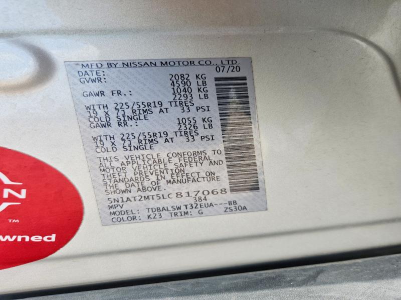 Продажа на аукционе авто 2020 Nissan Rogue, vin: 5N1AT2MT5LC817068, номер лота: 59717236