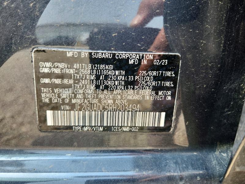 2024 Subaru Crosstrek მანქანა იყიდება აუქციონზე, vin: JF2GUADC5RH203494, აუქციონის ნომერი: 61893056