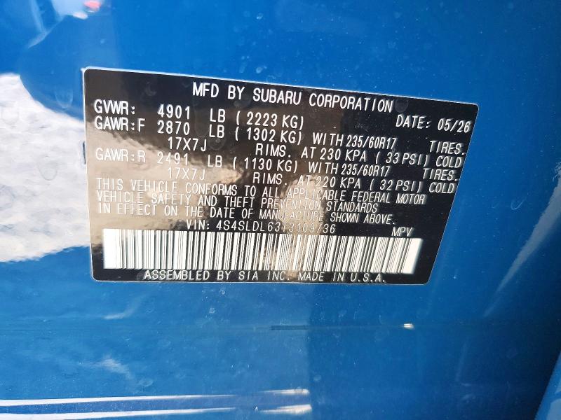 Aukcja sprzedaży 2026 Subaru Forester, vin: 4S4SLDL63T3109736, numer aukcji: 60142806