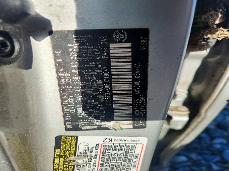 Aukcja sprzedaży 2006 Toyota Camry, vin: 4T1BE32K06U749047, numer aukcji: 62204326
