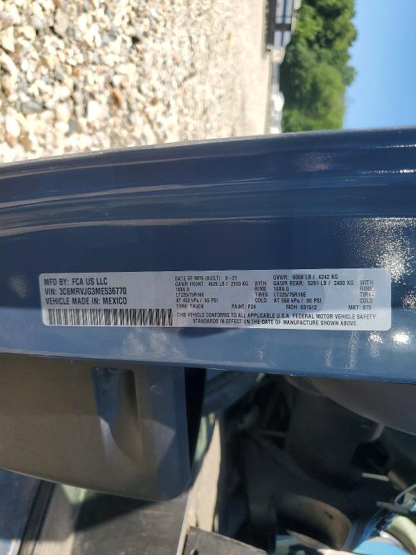 Продажа на аукционе авто 2021 Ram Promaster 3500, vin: 3C6MRVJG3ME536770, номер лота: 62263556