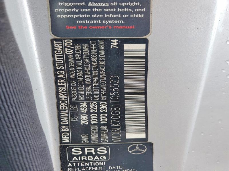 2001 Mercedes-benz Clk მანქანა იყიდება აუქციონზე, vin: WDBLK70G81T056523, აუქციონის ნომერი: 60815746