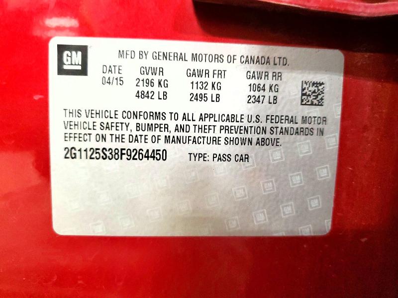 Aukcja sprzedaży 2015 Chevrolet Impala, vin: 2G1125S38F9264450, numer aukcji: 60236946
