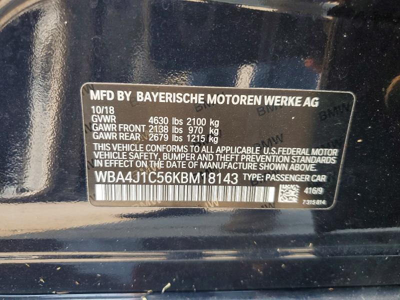 Aukcja sprzedaży 2019 Bmw 430i, vin: WBA4J1C56KBM18143, numer aukcji: 63150926