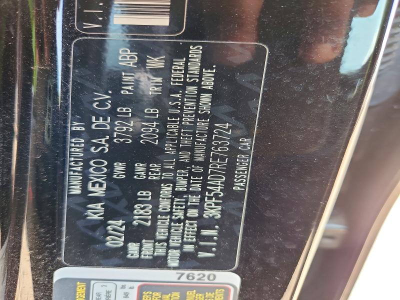 61579416 :رقم المزاد ، 3KPF54AD7RE763724 vin ، 2024 Kia Forte مزاد بيع