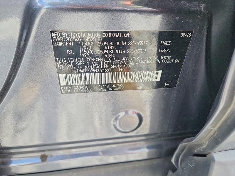 Продаж на аукціоні авто 2017 Toyota Rav4, vin: JTMWFREV9HD094689, номер лоту: 60424336