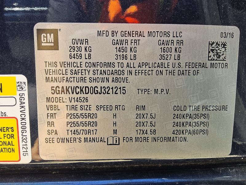 Продаж на аукціоні авто 2016 Buick Enclave, vin: 5GAKVCKD0GJ321215, номер лоту: 61800566