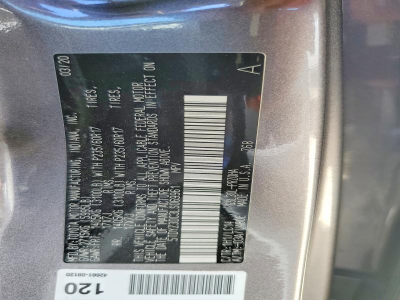 60985696 :رقم المزاد ، 5TDYZ3DC3LS069961 vin ، 2020 Toyota Sienna مزاد بيع
