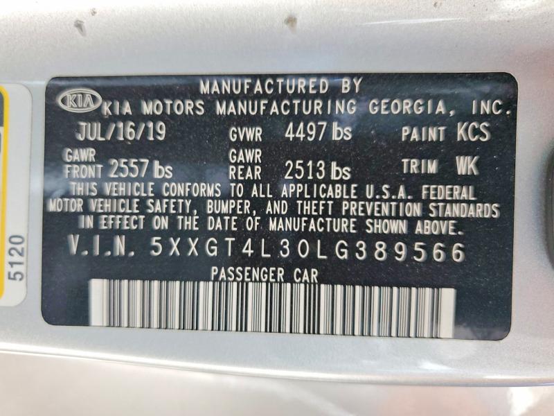 Aukcja sprzedaży 2020 Kia Optima, vin: 5XXGT4L30LG389566, numer aukcji: 61689096