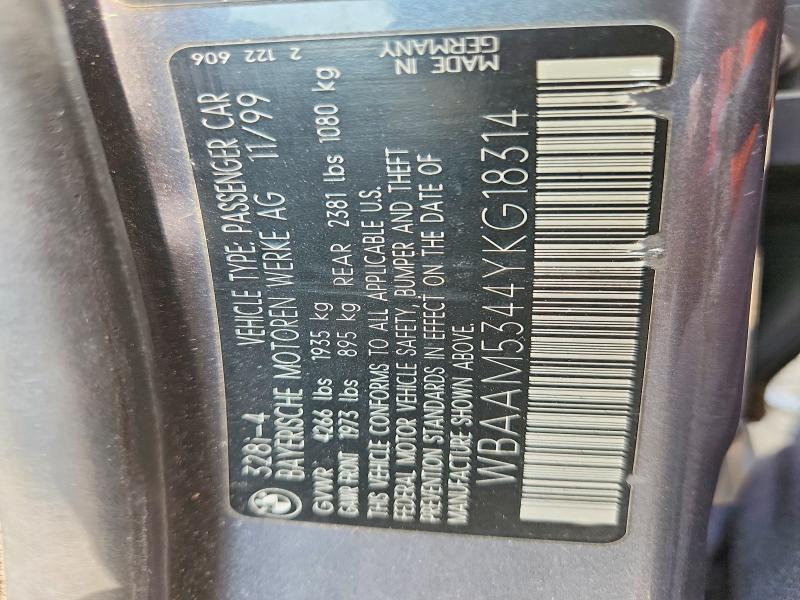 2000 Bmw 328 მანქანა იყიდება აუქციონზე, vin: WBAAM5344YKG18314, აუქციონის ნომერი: 61081076