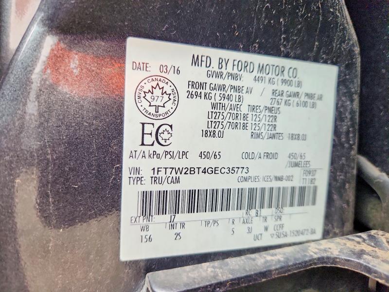 Aukcja sprzedaży 2016 Ford F250, vin: 1FT7W2BT4GEC35773, numer aukcji: 61228806