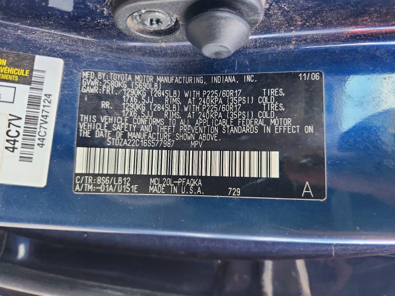 Продаж на аукціоні авто 2006 Toyota Sienna, vin: 5TDZA22C16S577987, номер лоту: 63500156