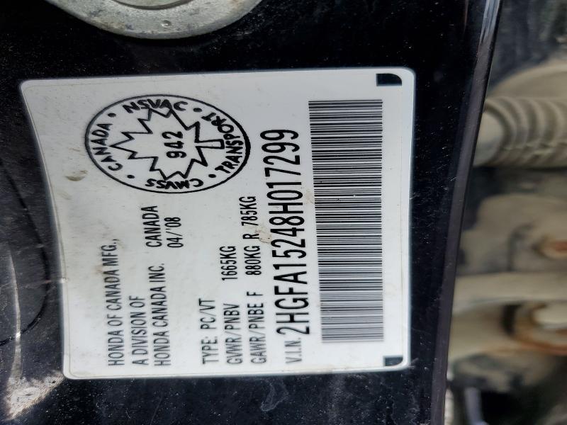 60038756 :رقم المزاد ، 2HGFA15248H017299 vin ، 2008 Honda Civic مزاد بيع