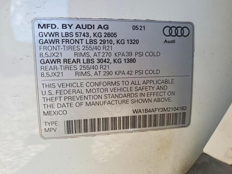 Aukcja sprzedaży 2021 Audi Sq5, vin: WA1B4AFY3M2104163, numer aukcji: 60324426