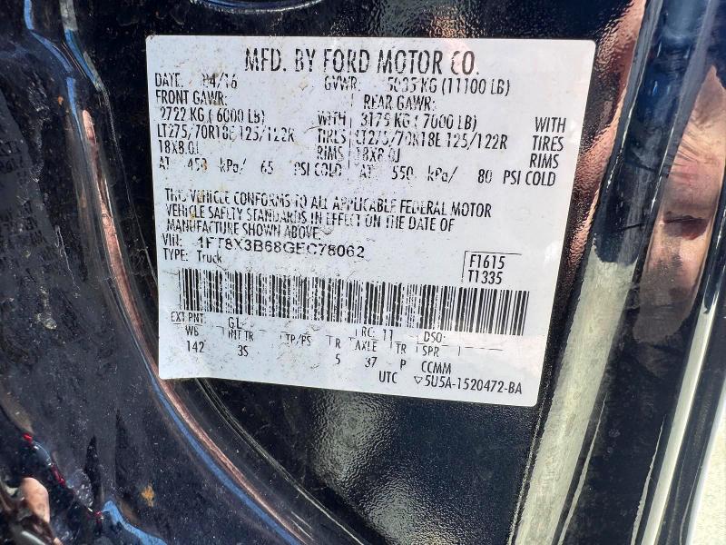 Продажа на аукционе авто 2016 Ford F350, vin: 1FT8X3B68GEC78062, номер лота: 61146976