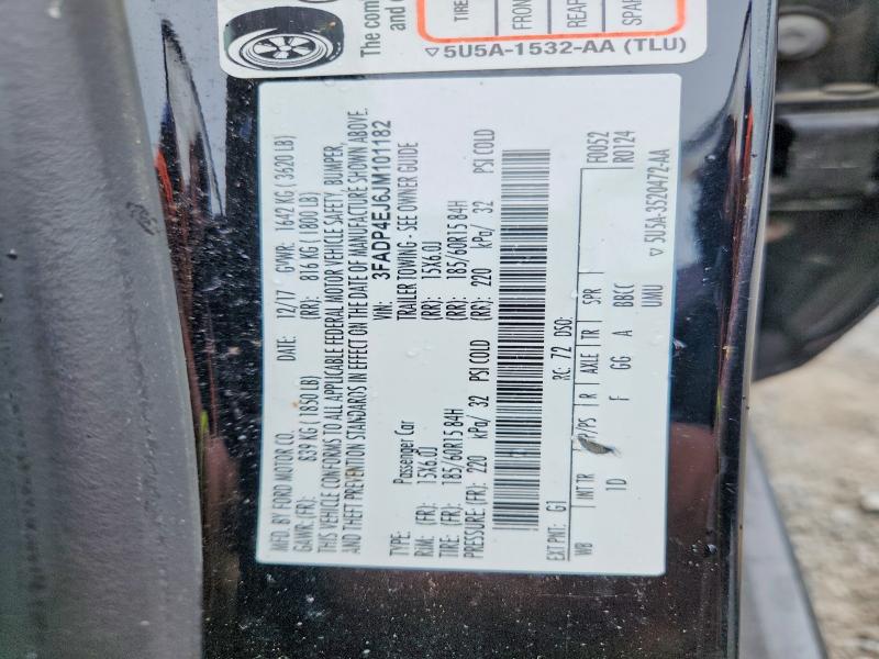 2018 Ford Fiesta მანქანა იყიდება აუქციონზე, vin: 3FADP4EJ6JM101182, აუქციონის ნომერი: 61844276