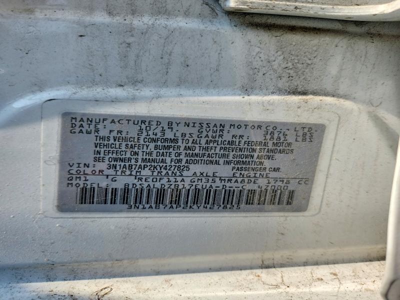 2019 Nissan Sentra მანქანა იყიდება აუქციონზე, vin: 3N1AB7AP2KY427825, აუქციონის ნომერი: 60469216
