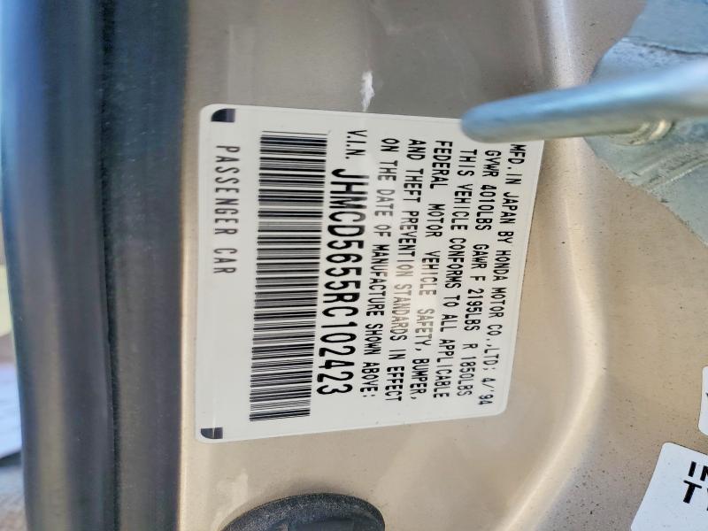 1994 Honda Accord მანქანა იყიდება აუქციონზე, vin: JHMCD5655RC102423, აუქციონის ნომერი: 59398356