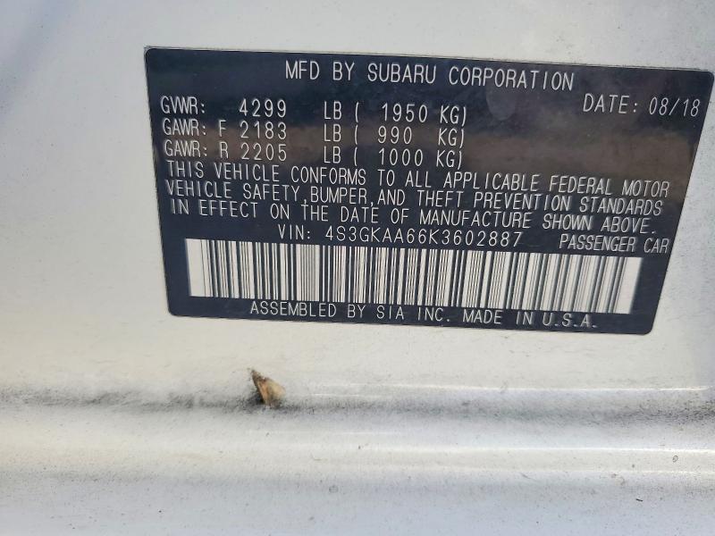 Aukcja sprzedaży 2019 Subaru Impreza, vin: 4S3GKAA66K3602887, numer aukcji: 63219216