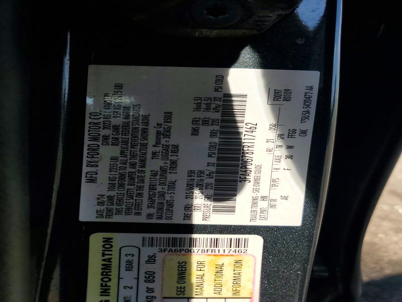 2015 Ford Fusion მანქანა იყიდება აუქციონზე, vin: 3FA6P0G78FR117462, აუქციონის ნომერი: 60222636