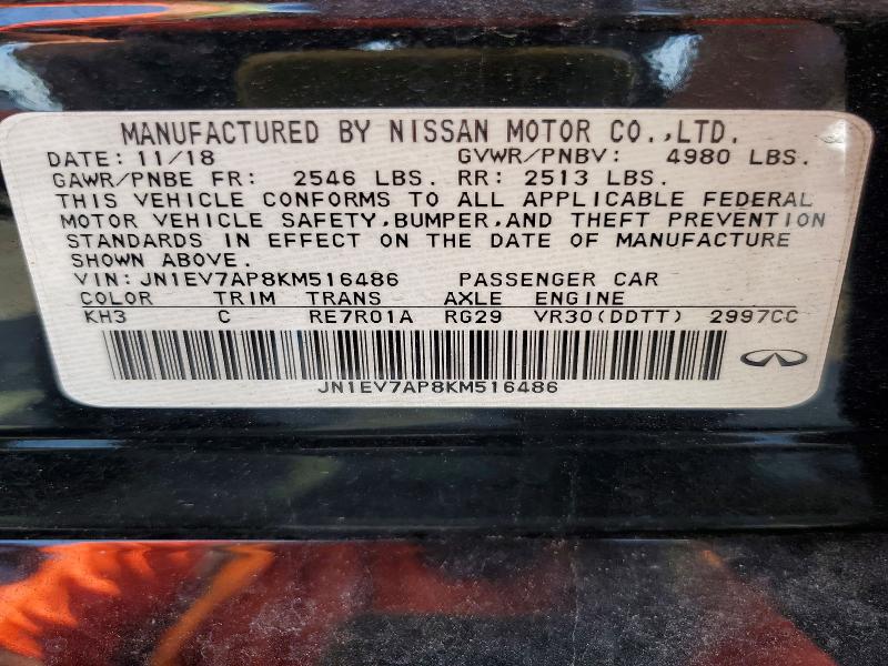 Aukcja sprzedaży 2019 Infiniti Q50, vin: JN1EV7AP8KM516486, numer aukcji: 61243336