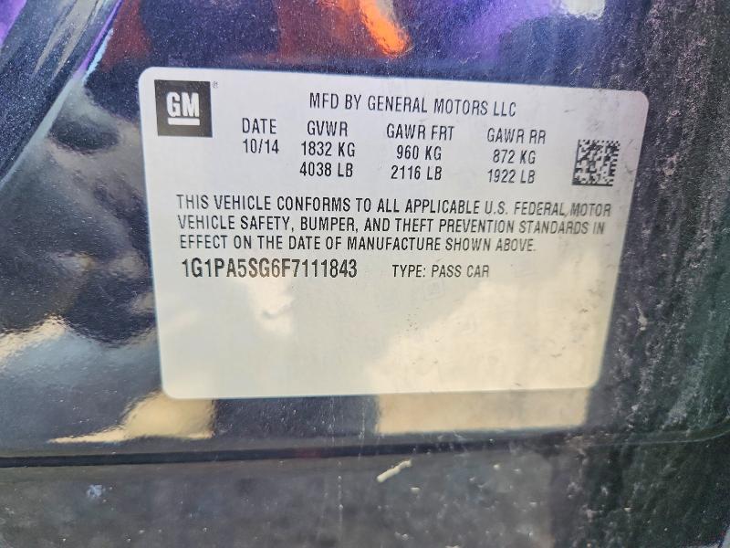 Продаж на аукціоні авто 2015 Chevrolet Cruze, vin: 1G1PA5SG6F7111843, номер лоту: 61300696