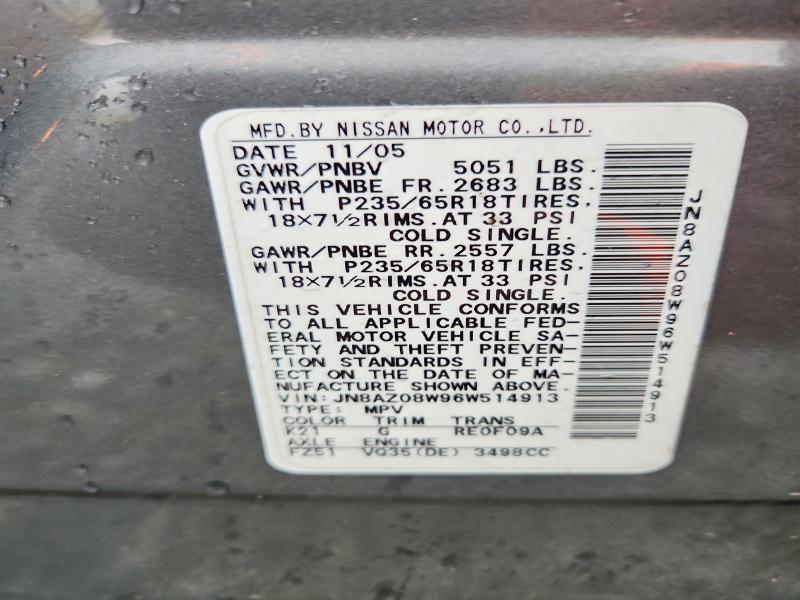 63143376 :رقم المزاد ، JN8AZ08W96W514913 vin ، 2006 Nissan Murano مزاد بيع